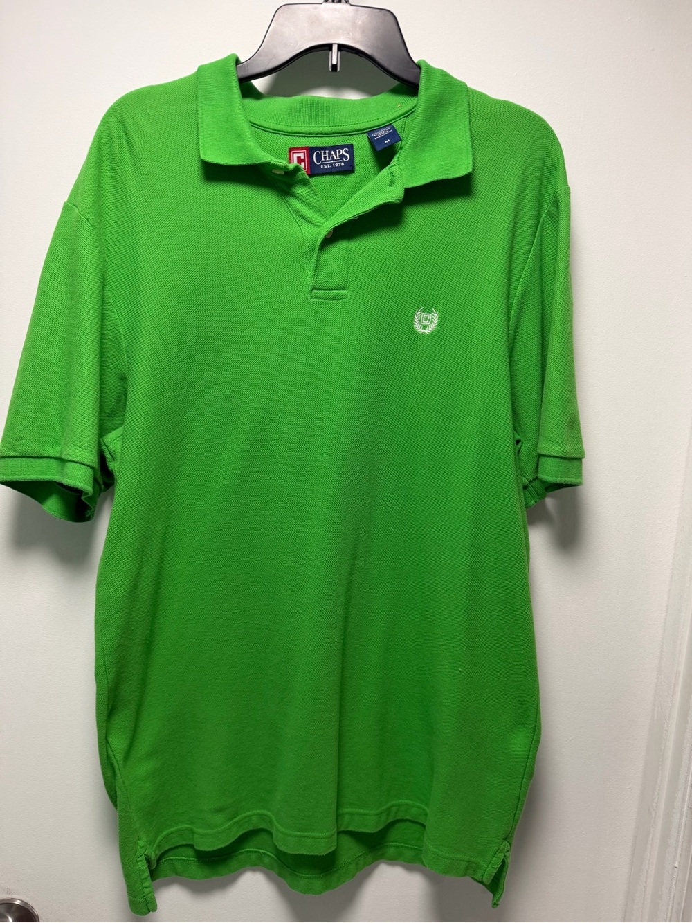 Chaps Men's Bright Green Polo with Embroidered Crest